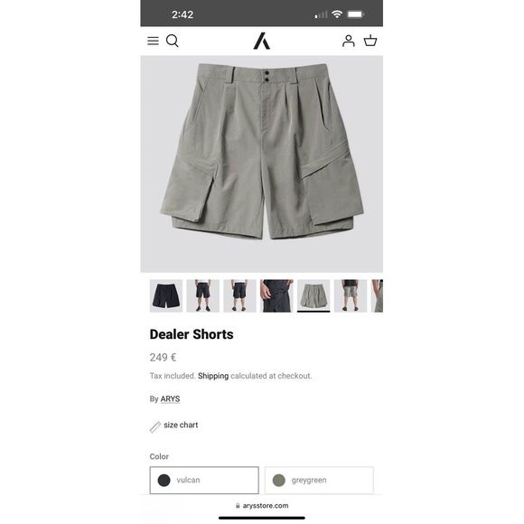 ARYS Dealer Shorts Mens Sz Medium Cargo Nylon Suede Removable Pockets Greygreen - Picture 13 of 16